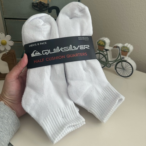 Quiksilver Men's White Athletic Socks - 8 Pack - Picture 3 of 3